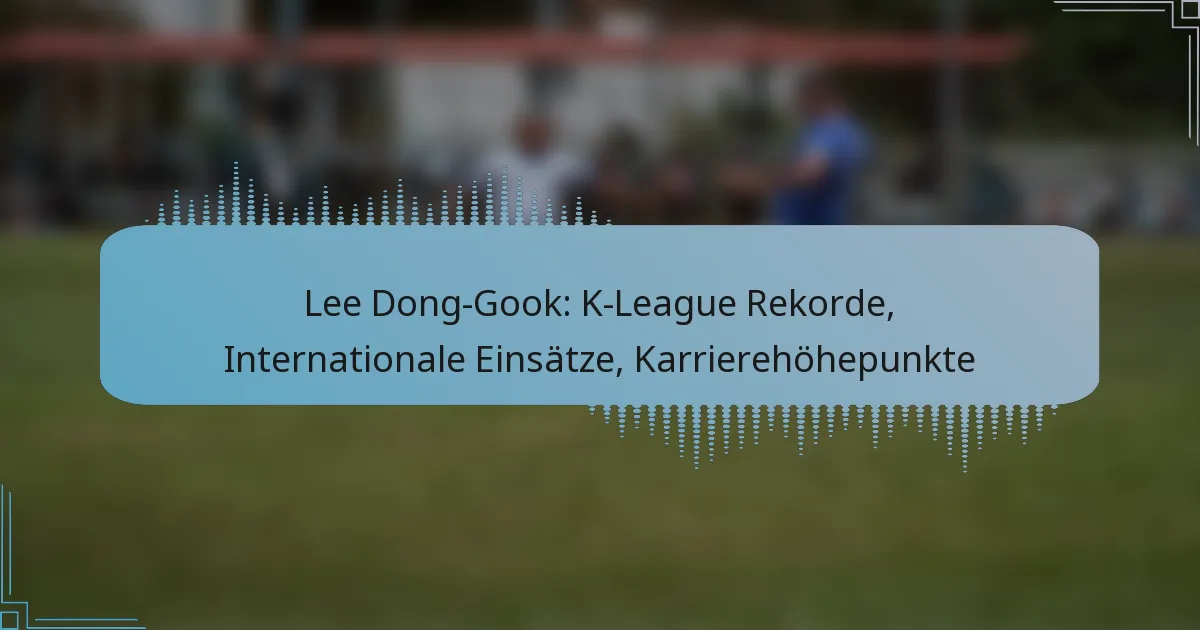 Lee Dong-Gook: K-League Rekorde, Internationale Einsätze, Karrierehöhepunkte