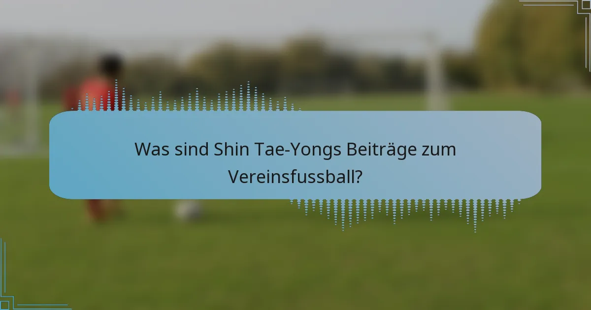 Was sind Shin Tae-Yongs Beiträge zum Vereinsfussball?