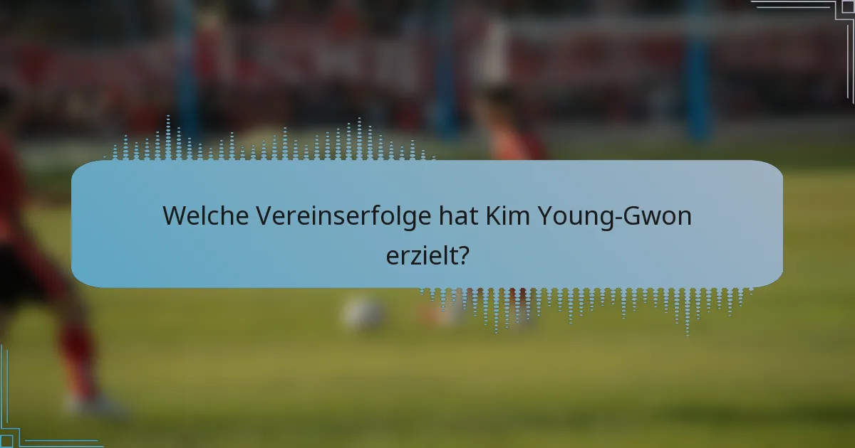 Welche Vereinserfolge hat Kim Young-Gwon erzielt?